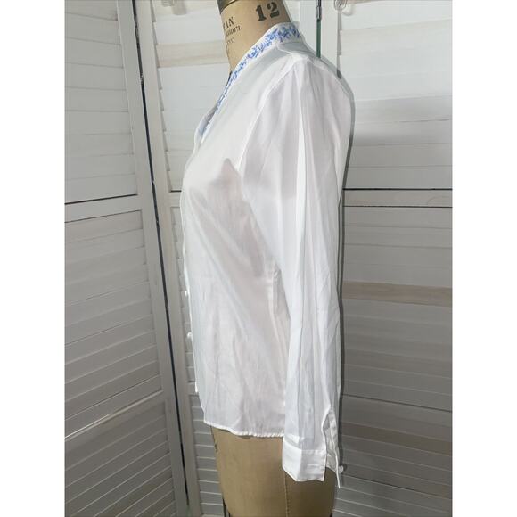 Pendleton Women's White Rayon Button Front Shirt Blouse LS With Embroidery Sz 6 - Picture 5 of 9